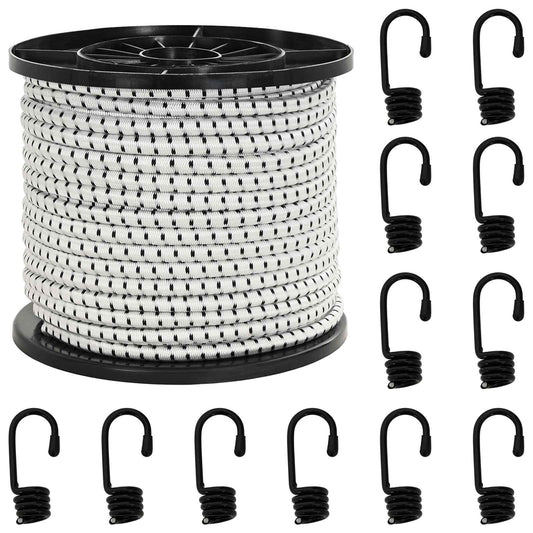 Bungee Koorden met Haken 8 mm Zwart en Wit PP en rubber is nu te koop bij PeponiXL, paradijselijk wonen!