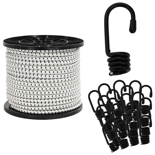 Bungee Koorden met Haken 8 mm Zwart en Wit PP en rubber is nu te koop bij PeponiXL, paradijselijk wonen!