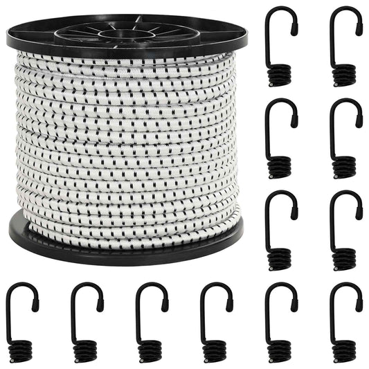 Bungee Koorden met Haken 10 mm Zwart en Wit PP en rubber is nu te koop bij PeponiXL, paradijselijk wonen!