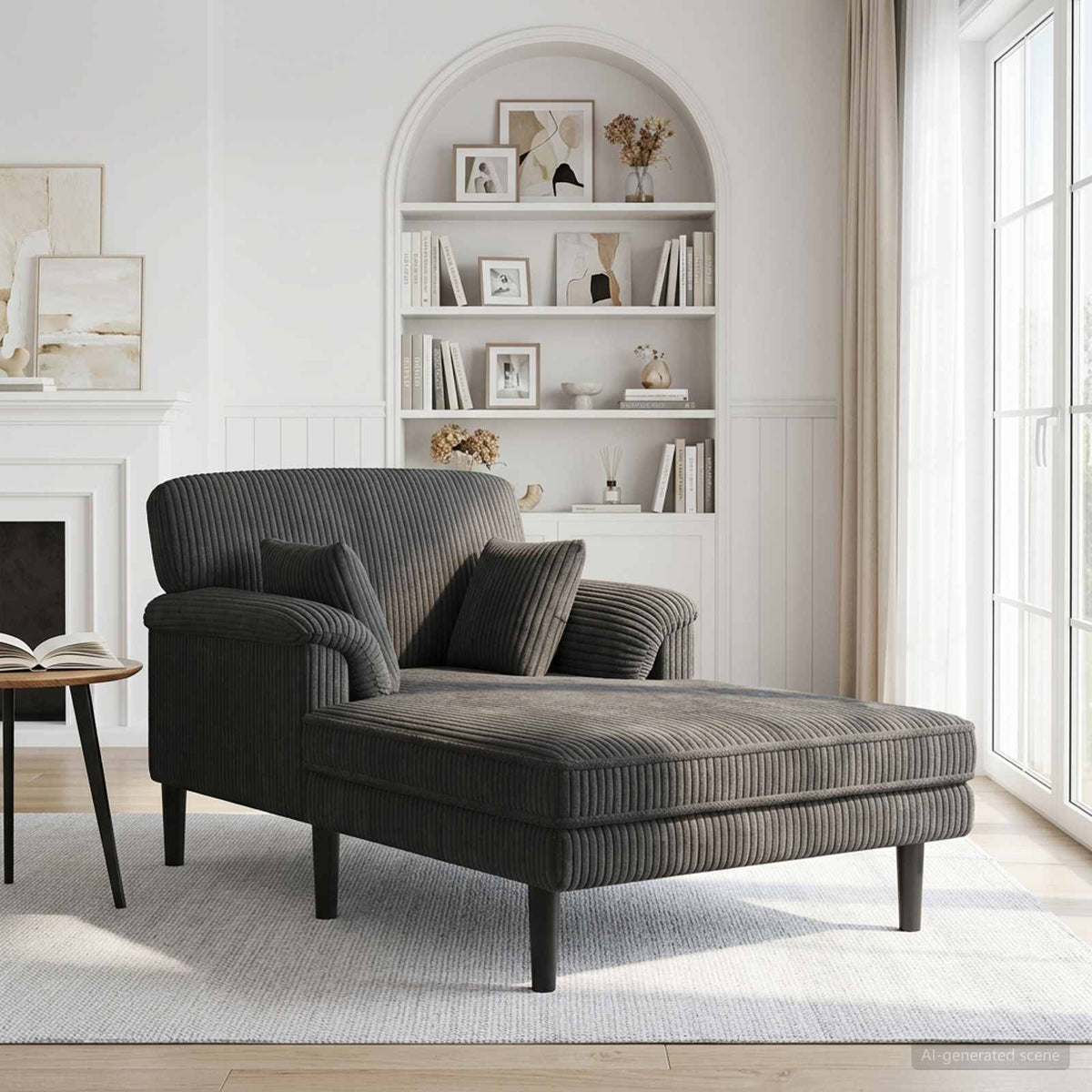 Chaise longue Donkergrijs Katoenen stof is nu te koop bij PeponiXL, paradijselijk wonen!