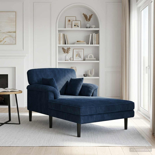 Chaise longue Marineblauw Katoenen stof is nu te koop bij PeponiXL, paradijselijk wonen!