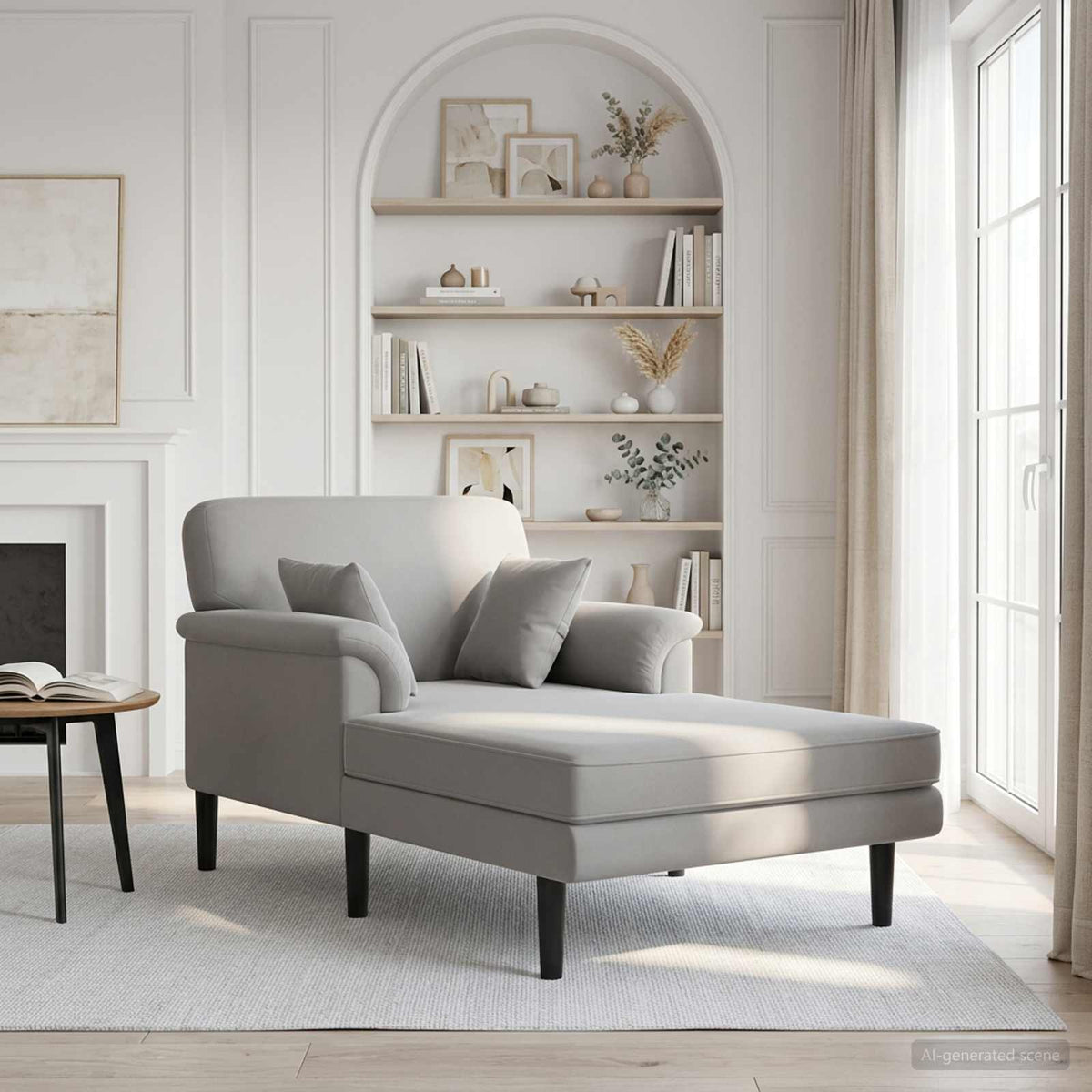 Chaise longue Lichtgrijs fluweel is nu te koop bij PeponiXL, paradijselijk wonen!