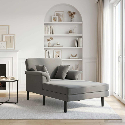Chaise longue Donkergrijs fluweel is nu te koop bij PeponiXL, paradijselijk wonen!