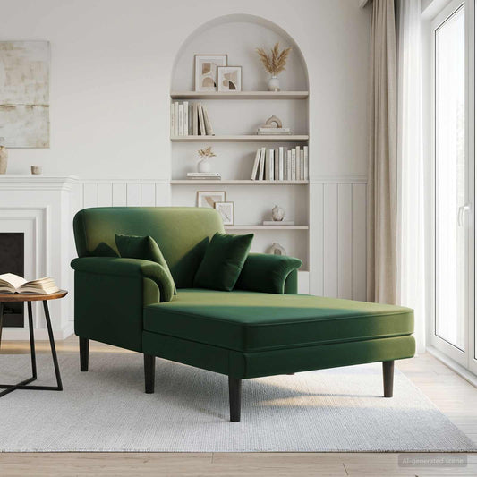 Chaise longue Donkergroen fluweel is nu te koop bij PeponiXL, paradijselijk wonen!