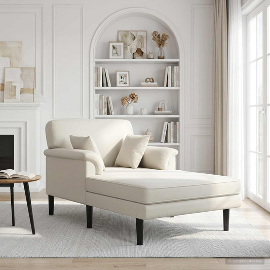 Chaise longue Crèmekleurig fluweel is nu te koop bij PeponiXL, paradijselijk wonen!