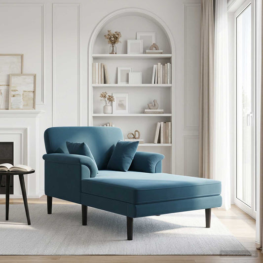 Chaise longue Blauw fluweel is nu te koop bij PeponiXL, paradijselijk wonen!