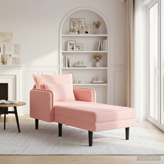 Grote chaise longue Roze Bouclé is nu te koop bij PeponiXL, paradijselijk wonen!