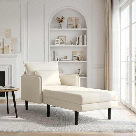 Grote chaise longue Crèmekleurig Katoenen stof is nu te koop bij PeponiXL, paradijselijk wonen!