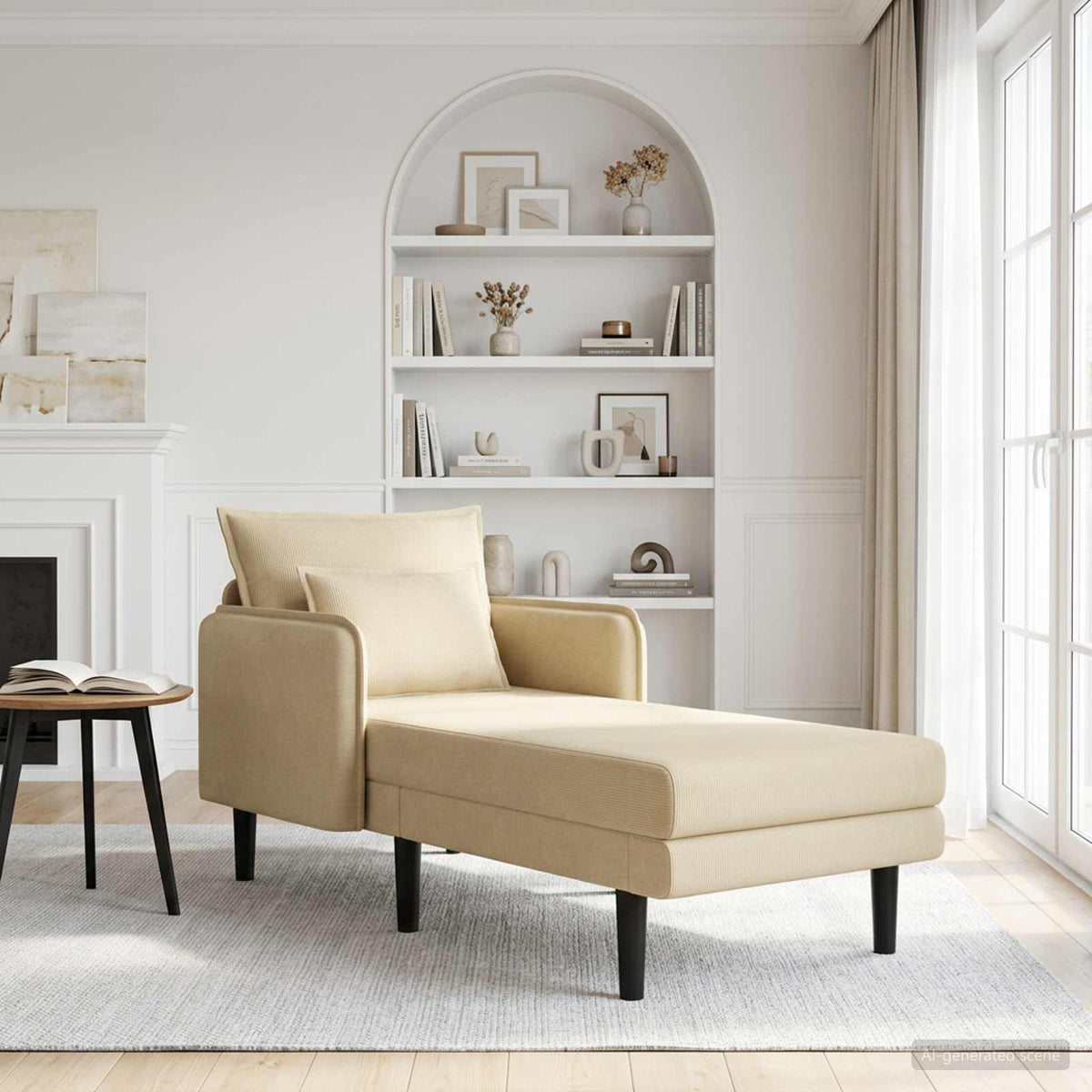 Grote chaise longue Grijs groen Katoenen stof is nu te koop bij PeponiXL, paradijselijk wonen!