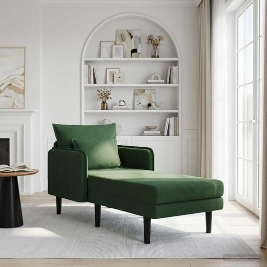Grote chaise longue Donkergroen Katoenen stof is nu te koop bij PeponiXL, paradijselijk wonen!