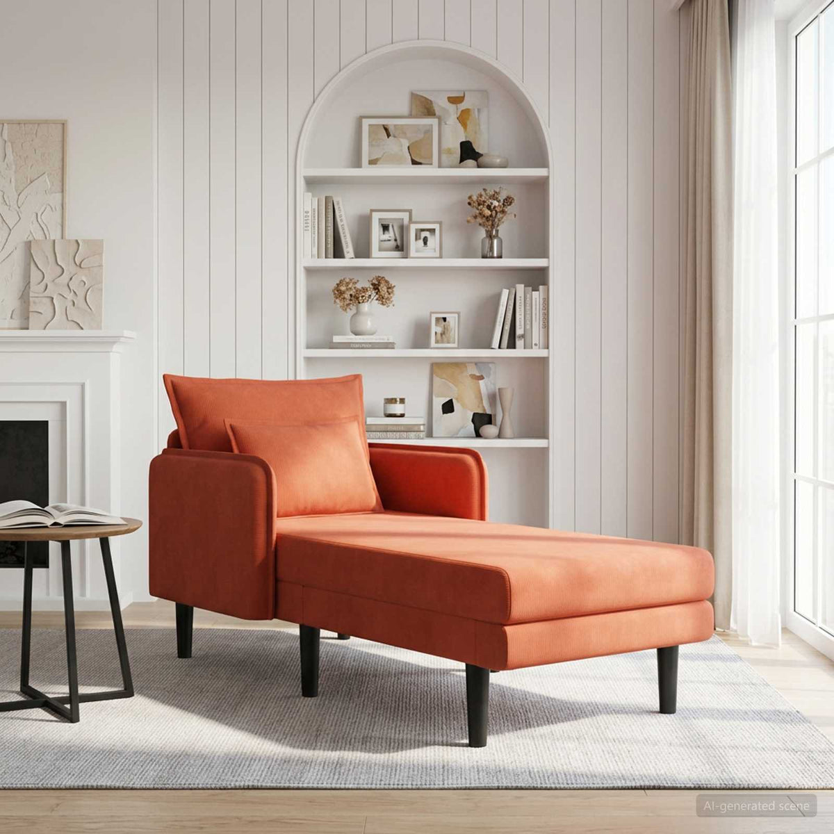 Grote chaise longue Rood-oranje Katoenen stof is nu te koop bij PeponiXL, paradijselijk wonen!