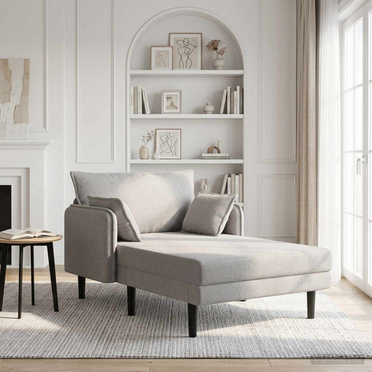 Grote chaise longue Lichtgrijs Bouclé is nu te koop bij PeponiXL, paradijselijk wonen!