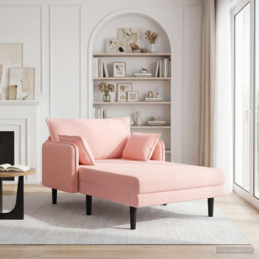 Grote chaise longue Roze Bouclé is nu te koop bij PeponiXL, paradijselijk wonen!