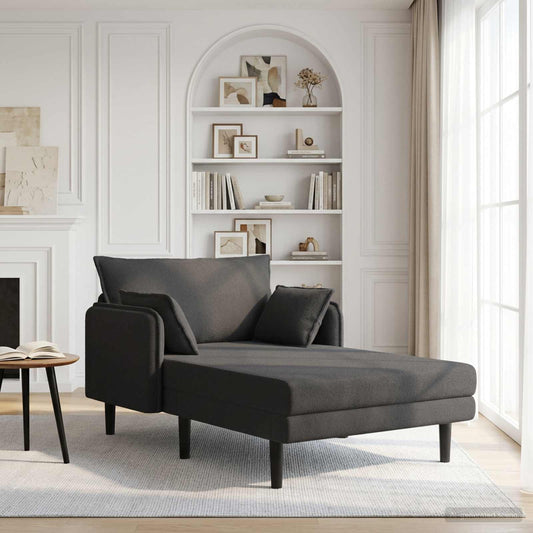 Grote chaise longue Donkergrijs Bouclé is nu te koop bij PeponiXL, paradijselijk wonen!