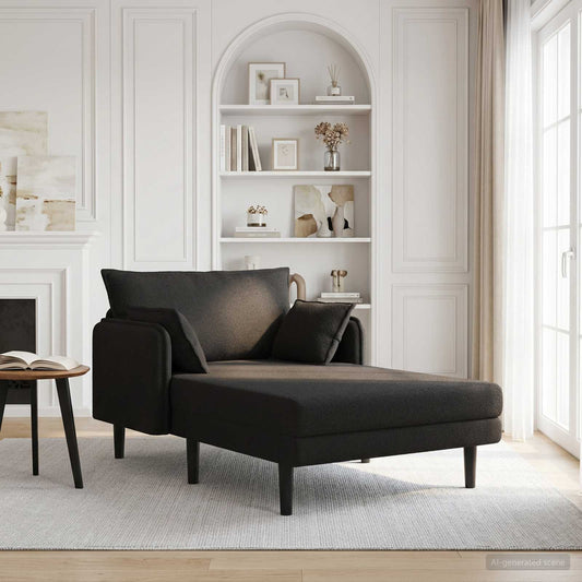 Grote chaise longue Zwart Bouclé is nu te koop bij PeponiXL, paradijselijk wonen!