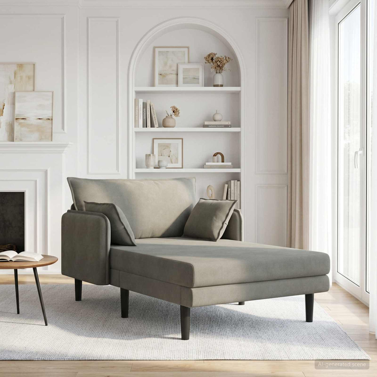 Grote chaise longue Lichtgrijs Katoenen stof is nu te koop bij PeponiXL, paradijselijk wonen!