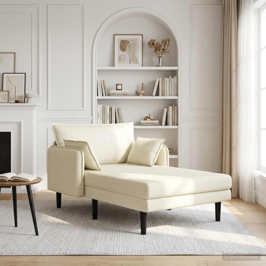Grote chaise longue Crèmekleurig Katoenen stof is nu te koop bij PeponiXL, paradijselijk wonen!