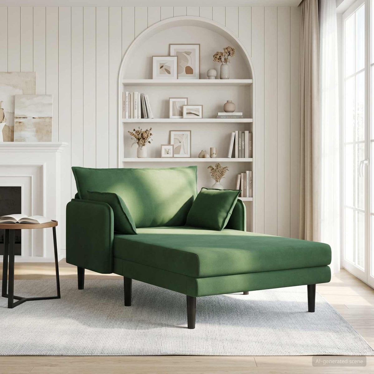 Grote chaise longue Donkergroen Katoenen stof is nu te koop bij PeponiXL, paradijselijk wonen!
