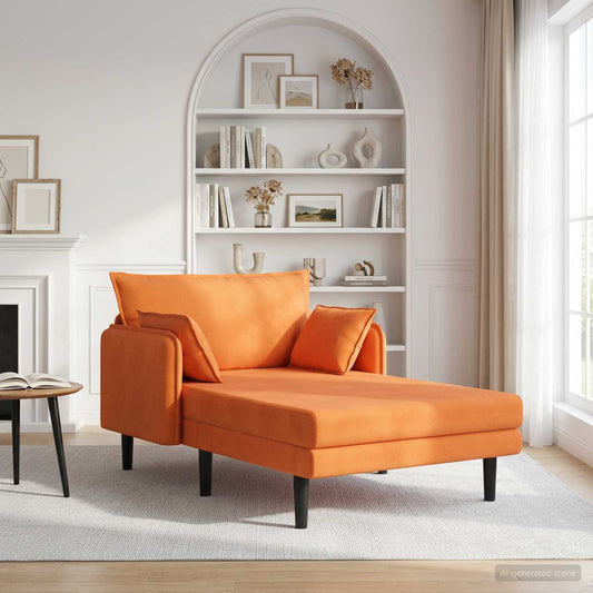 Grote chaise longue Oranje Katoenen stof is nu te koop bij PeponiXL, paradijselijk wonen!