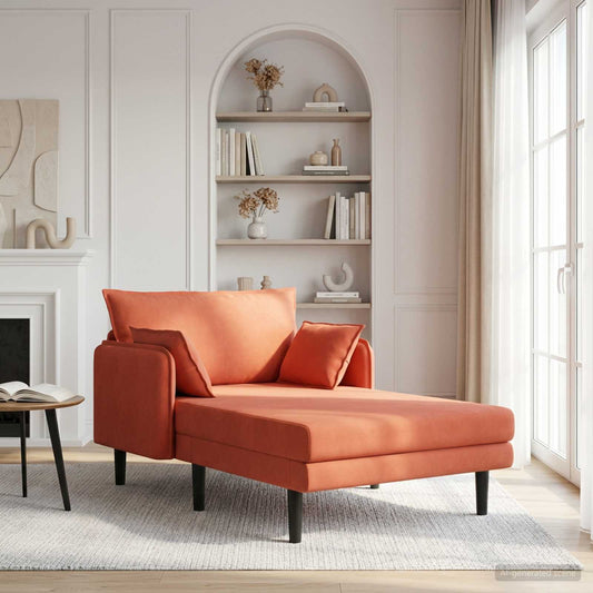 Grote chaise longue Rood-oranje Katoenen stof is nu te koop bij PeponiXL, paradijselijk wonen!