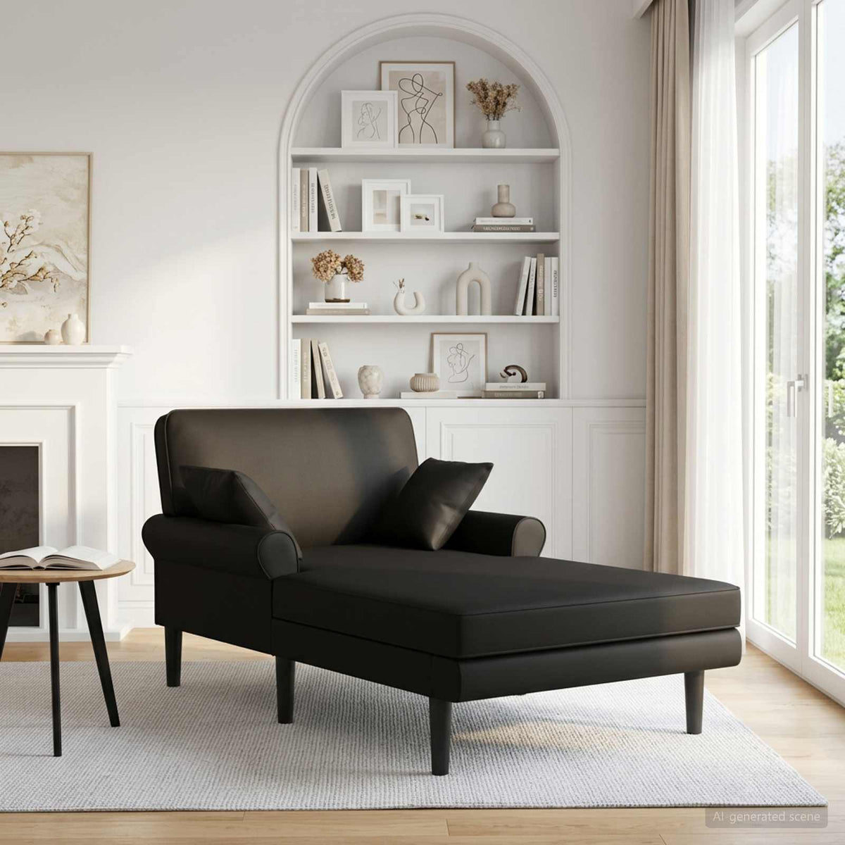 Chaise longue Zwart Kunstleer is nu te koop bij PeponiXL, paradijselijk wonen!