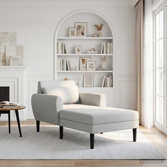 Chaise longue Lichtgrijs Grof geweven fluweel is nu te koop bij PeponiXL, paradijselijk wonen!