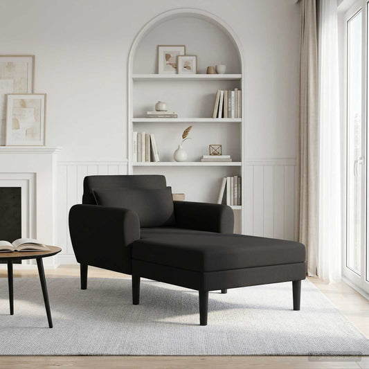 Chaise longue Zwart Grof geweven fluweel is nu te koop bij PeponiXL, paradijselijk wonen!