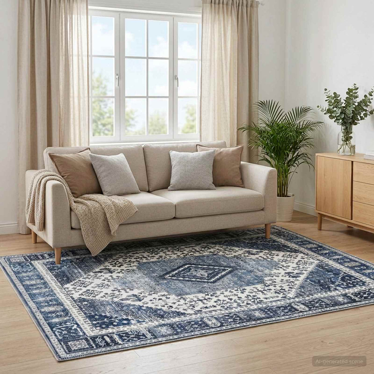 Vloerkleed ORIZ Donkerblauw 240 x 340 cm 100% polyester is nu te koop bij PeponiXL, paradijselijk wonen!