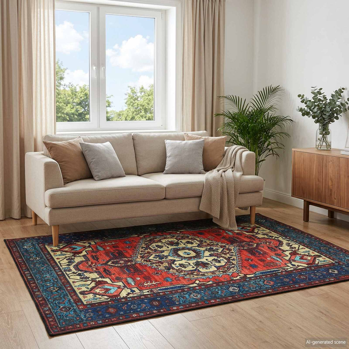 Vloerkleed ORIZ Rood 200 x 200 cm 100% polyester is nu te koop bij PeponiXL, paradijselijk wonen!