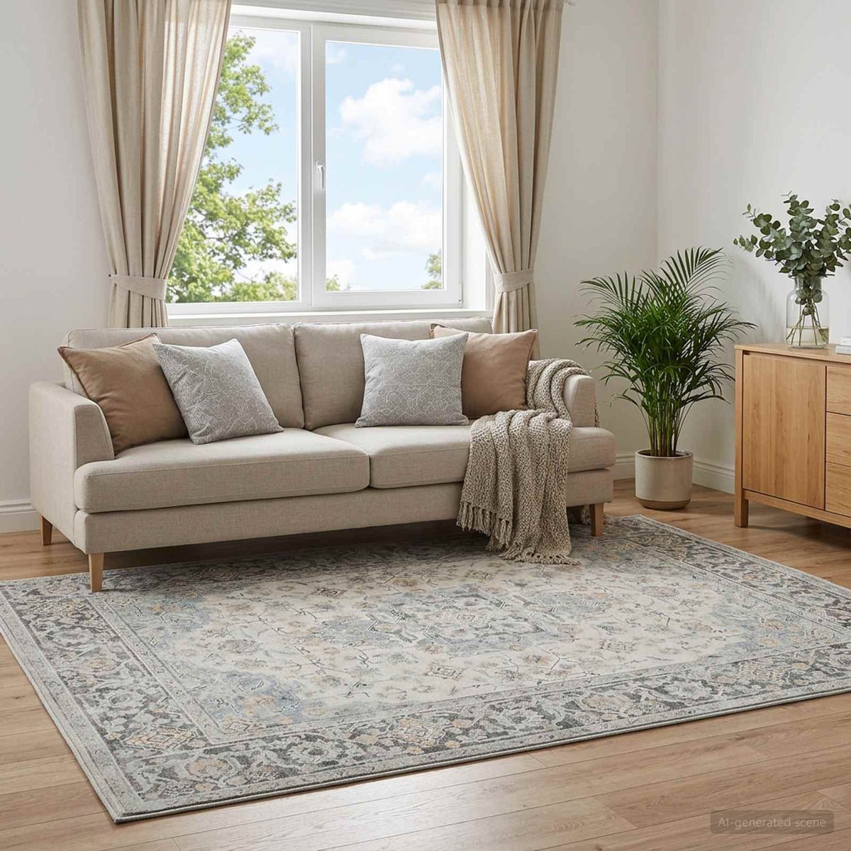 Vloerkleed ORIZ Crèmekleurig 240 x 240 cm 100% polyester is nu te koop bij PeponiXL, paradijselijk wonen!