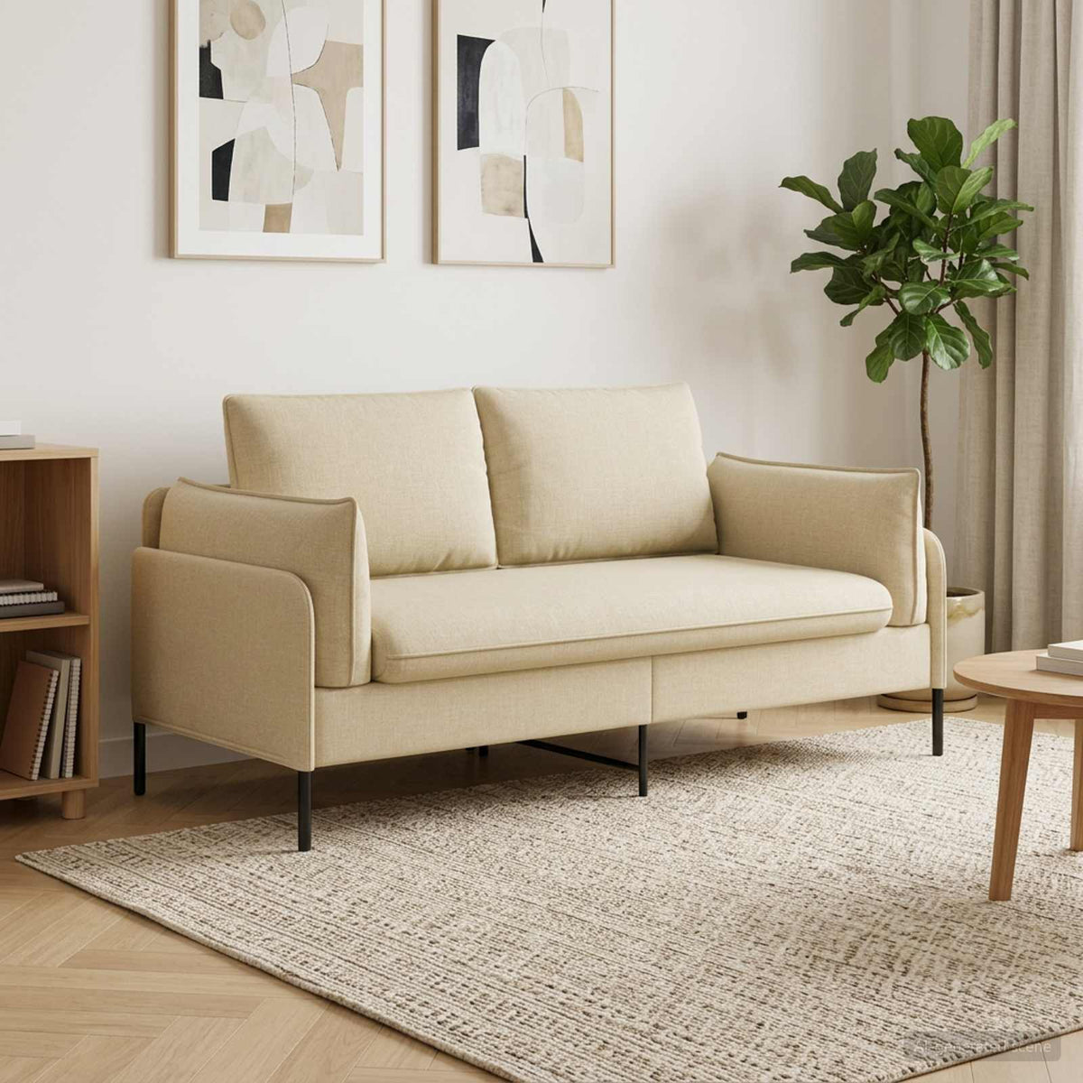 2-Zits Sofa Crèmekleurig 188 x 81 x 89 cm Stof is nu te koop bij PeponiXL, paradijselijk wonen!