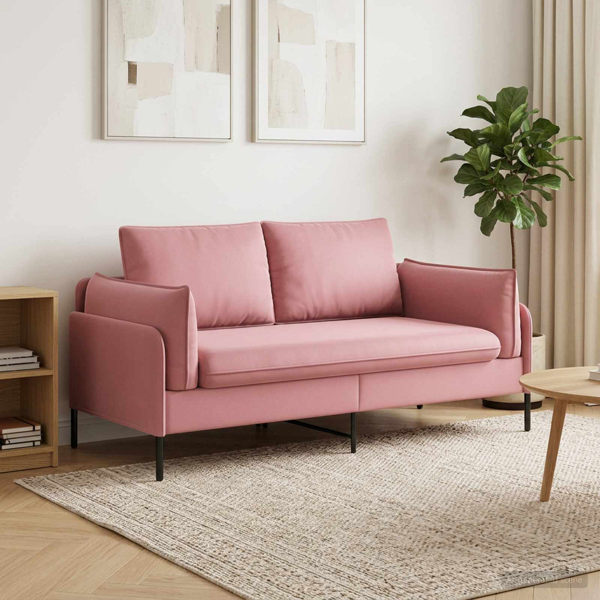2-Zits Sofa 2-zits Roze 188 x 81 x 89 cm fluweel is nu te koop bij PeponiXL, paradijselijk wonen!