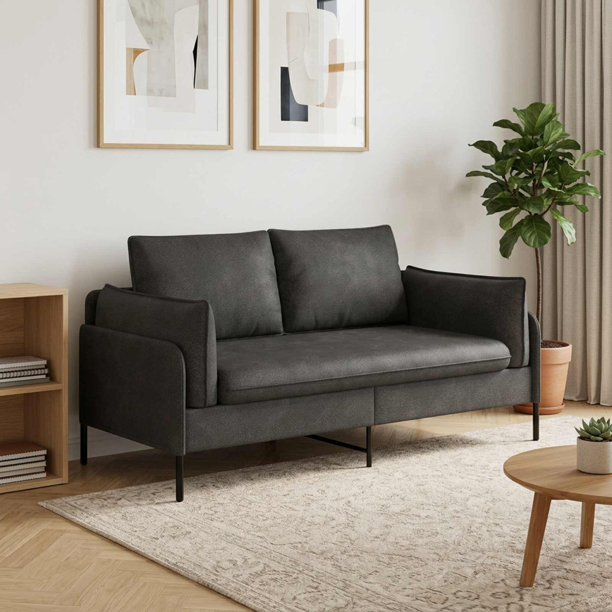 vidaXL 2-Zits Sofa Zwart 188 x 81 x 89 cm Kunstleer