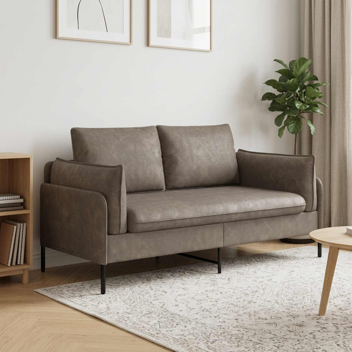 2-Zits Sofa Grijs 188 x 81 x 89 cm Kunstleer is nu te koop bij PeponiXL, paradijselijk wonen!