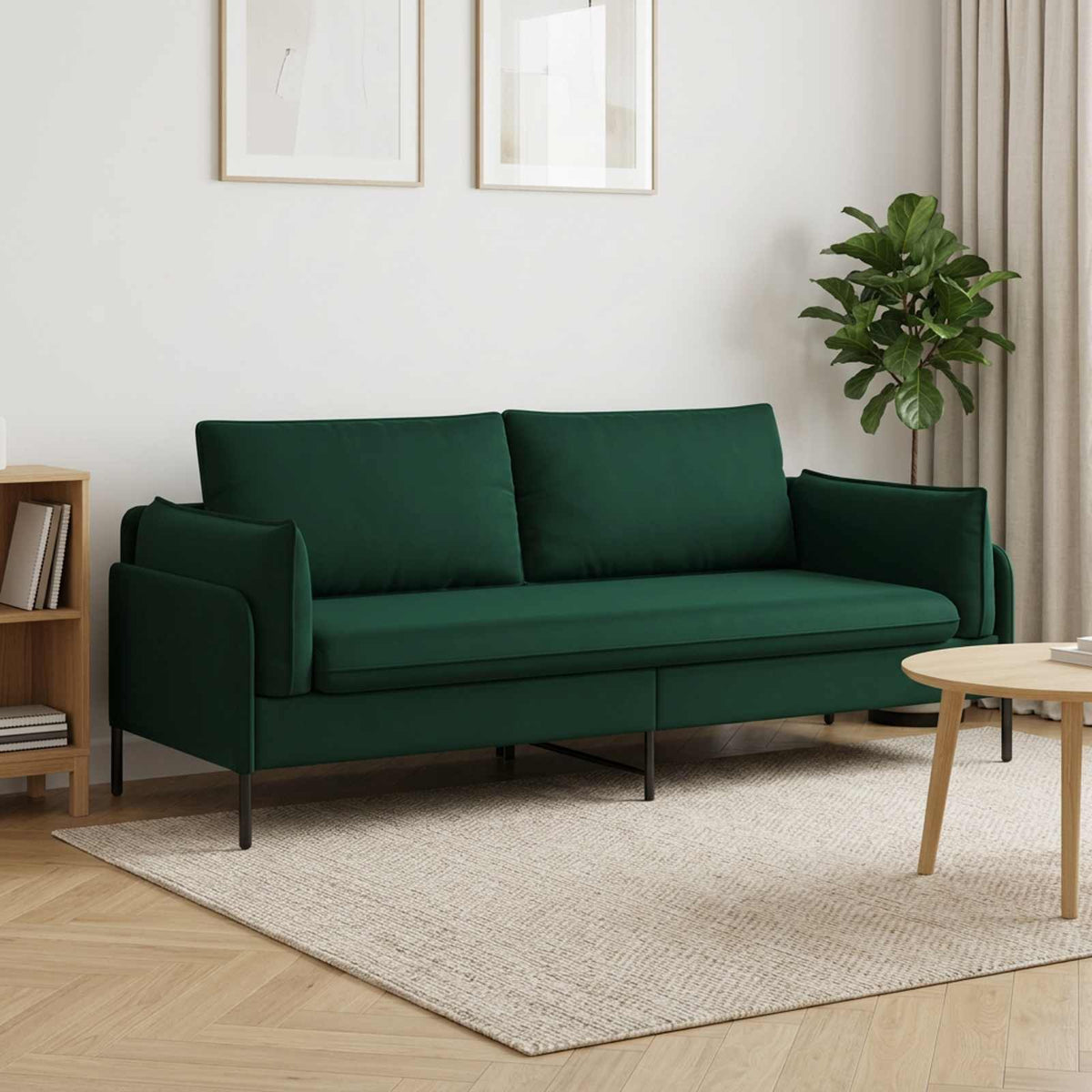3-Zits Bank Donkergroen 222 x 81 x 89 cm fluweel is nu te koop bij PeponiXL, paradijselijk wonen!
