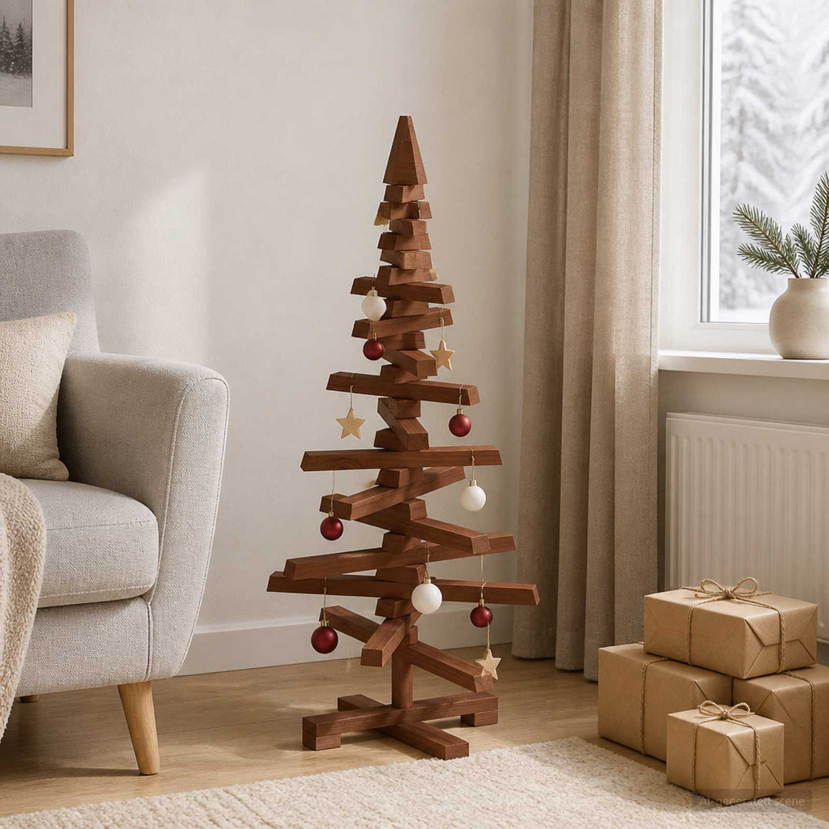 Houten kerstboom KOTKA 90 cm Massief grenenhout is nu te koop bij PeponiXL, paradijselijk wonen!