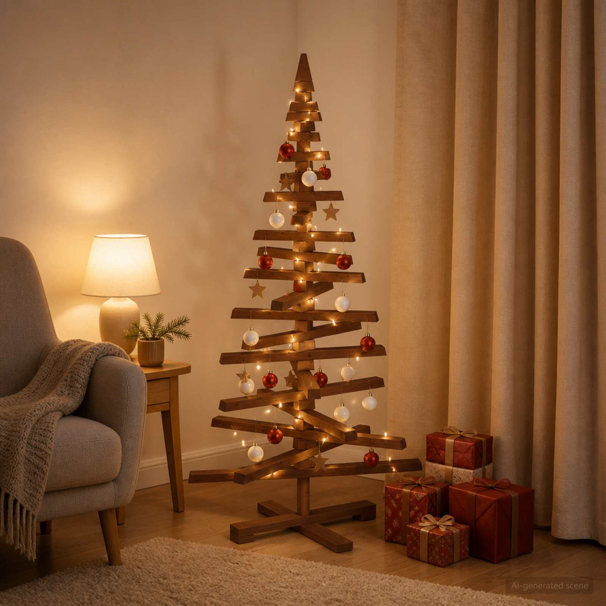 Houten kerstboom KOTKA 120 cm Massief grenenhout is nu te koop bij PeponiXL, paradijselijk wonen!