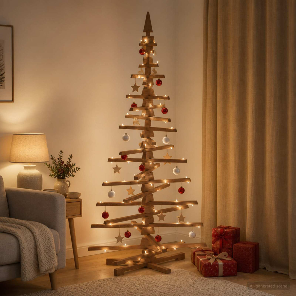 Houten kerstboom KOTKA 180 cm Massief grenenhout is nu te koop bij PeponiXL, paradijselijk wonen!