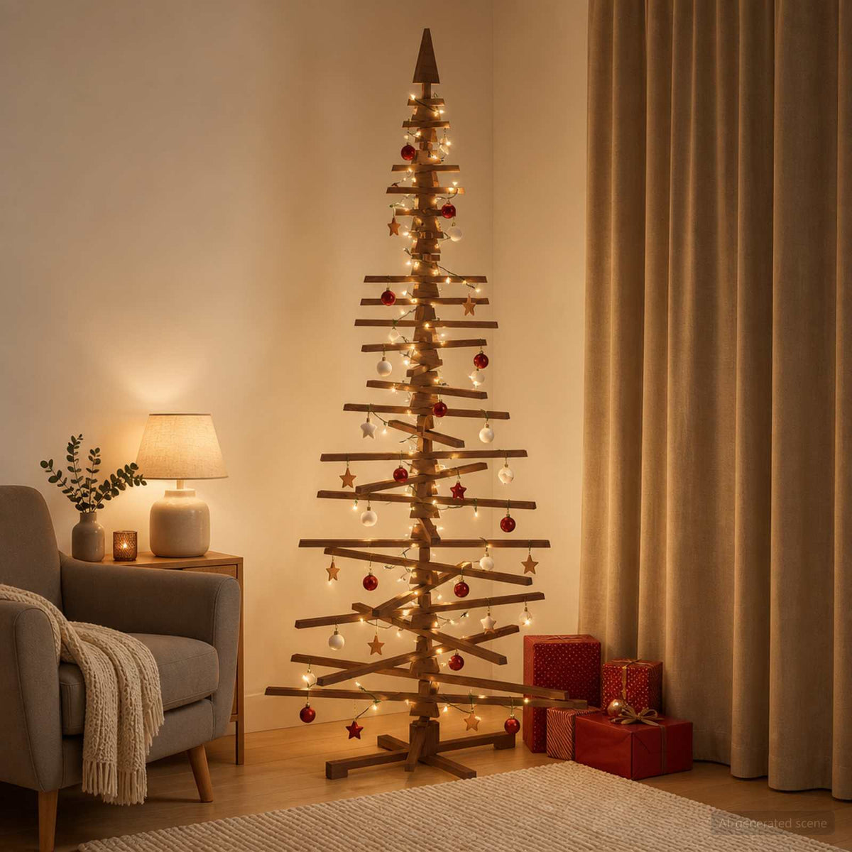 Houten kerstboom KOTKA 240 cm Massief grenenhout is nu te koop bij PeponiXL, paradijselijk wonen!