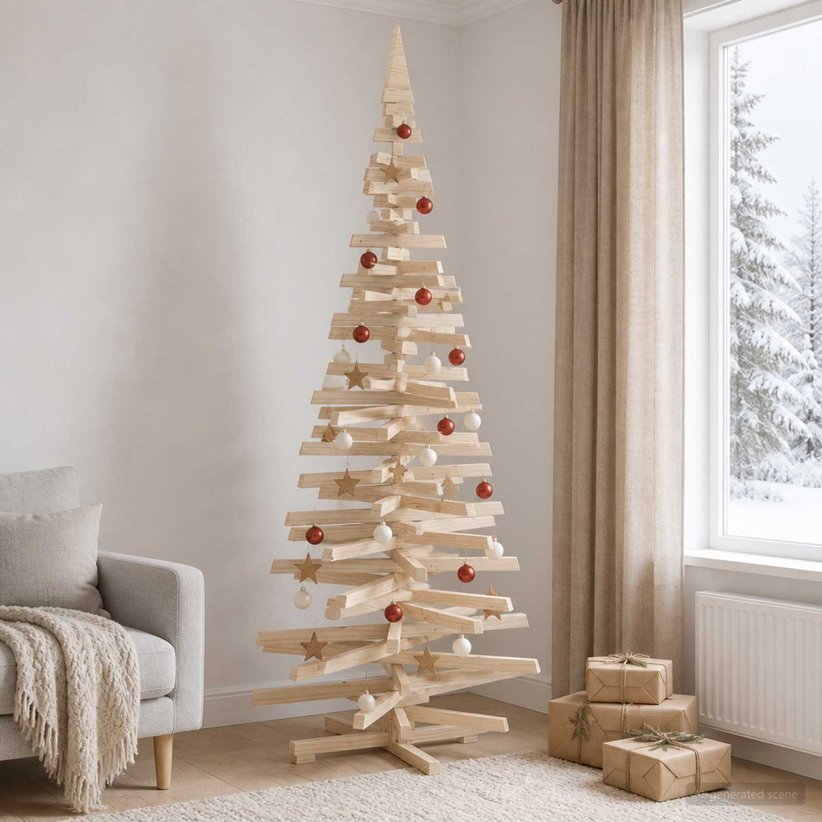Houten kerstboom KOTKA 240 cm Massief grenenhout Natuurlijk is nu te koop bij PeponiXL, paradijselijk wonen!