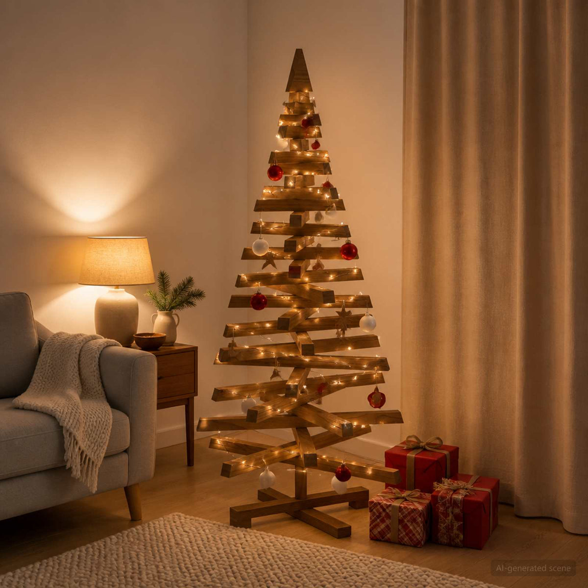 Houten kerstboom KOTKA 120 cm Massief grenenhout is nu te koop bij PeponiXL, paradijselijk wonen!