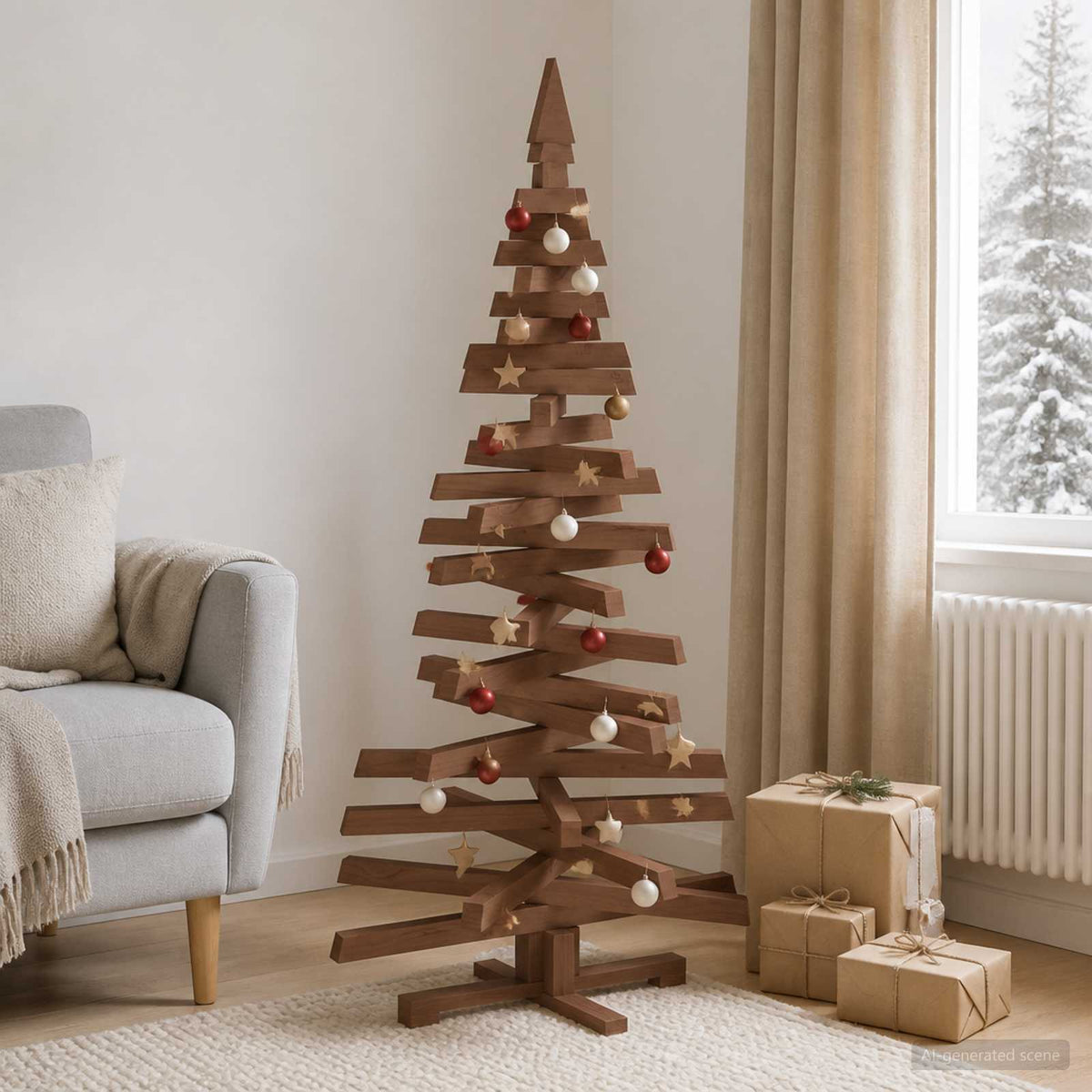 Houten kerstboom KOTKA 150 cm Massief grenenhout is nu te koop bij PeponiXL, paradijselijk wonen!