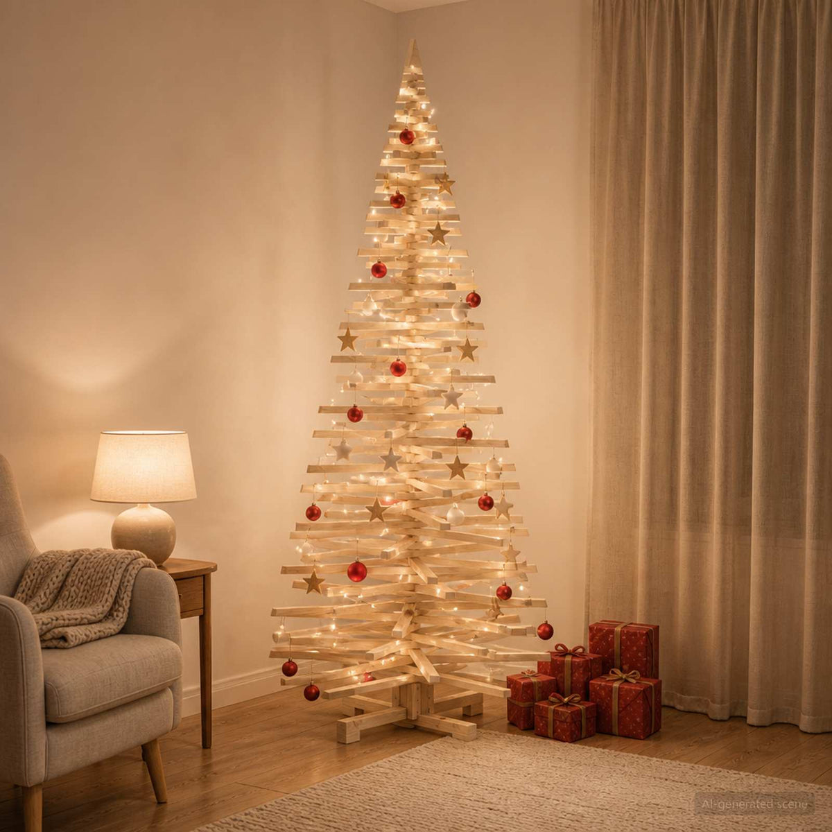 Houten kerstboom KOTKA 210 cm Massief grenenhout Natuurlijk is nu te koop bij PeponiXL, paradijselijk wonen!