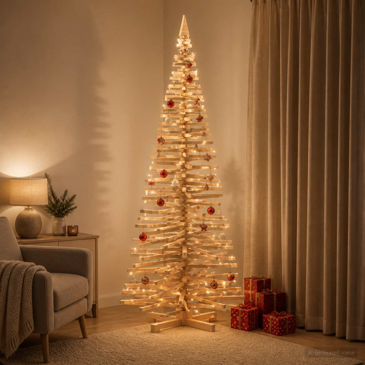 Houten kerstboom KOTKA 240 cm Massief grenenhout Natuurlijk is nu te koop bij PeponiXL, paradijselijk wonen!