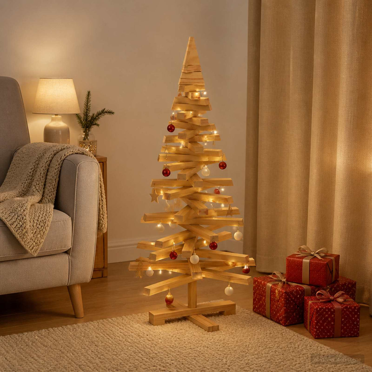Houten kerstboom KOTKA 90 cm Massief grenenhout is nu te koop bij PeponiXL, paradijselijk wonen!