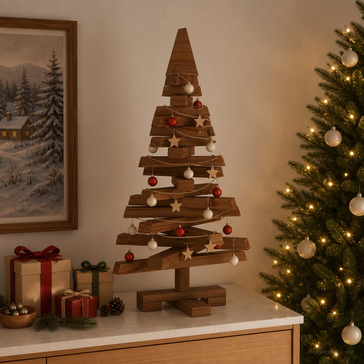 Houten kerstboom KOTKA 60 cm Massief grenenhout is nu te koop bij PeponiXL, paradijselijk wonen!