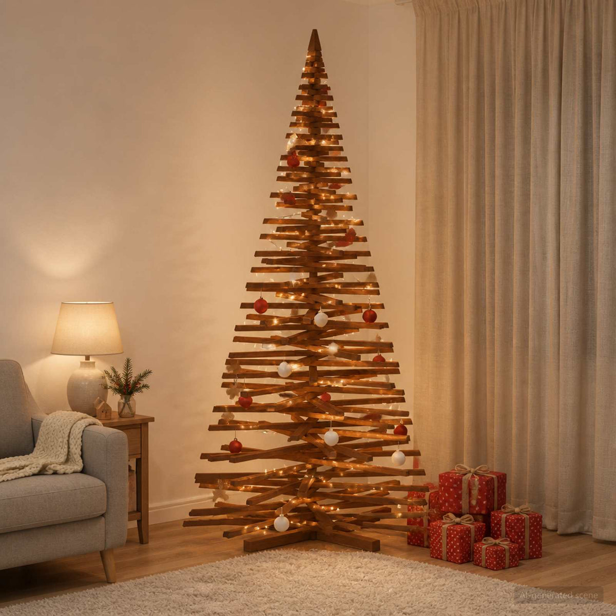 Houten kerstboom KOTKA 210 cm Massief grenenhout is nu te koop bij PeponiXL, paradijselijk wonen!