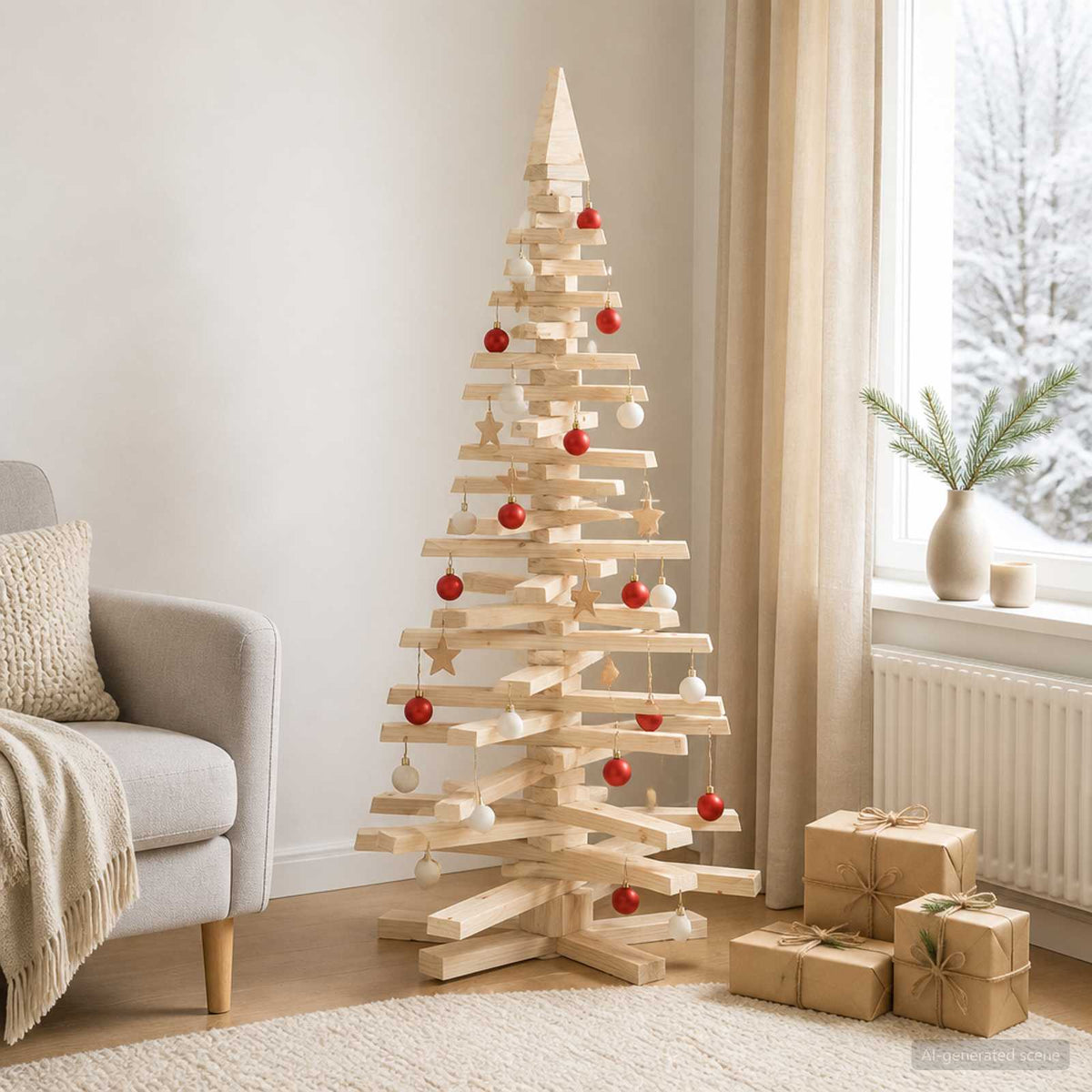 vidaXL Houten kerstboom KOTKA 150 cm Massief grenenhout Natuurlijk