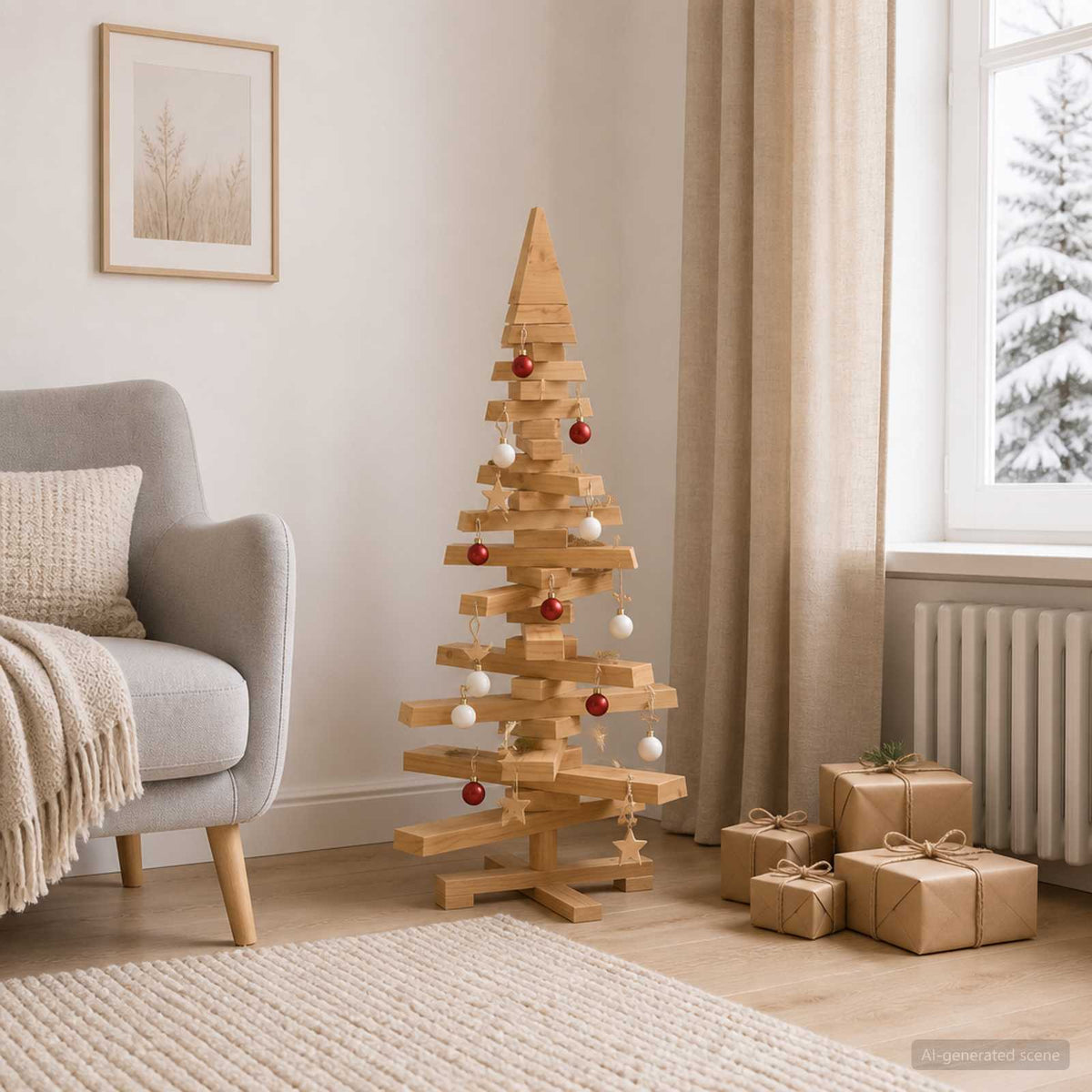 Houten kerstboom KOTKA 90 cm Massief grenenhout is nu te koop bij PeponiXL, paradijselijk wonen!