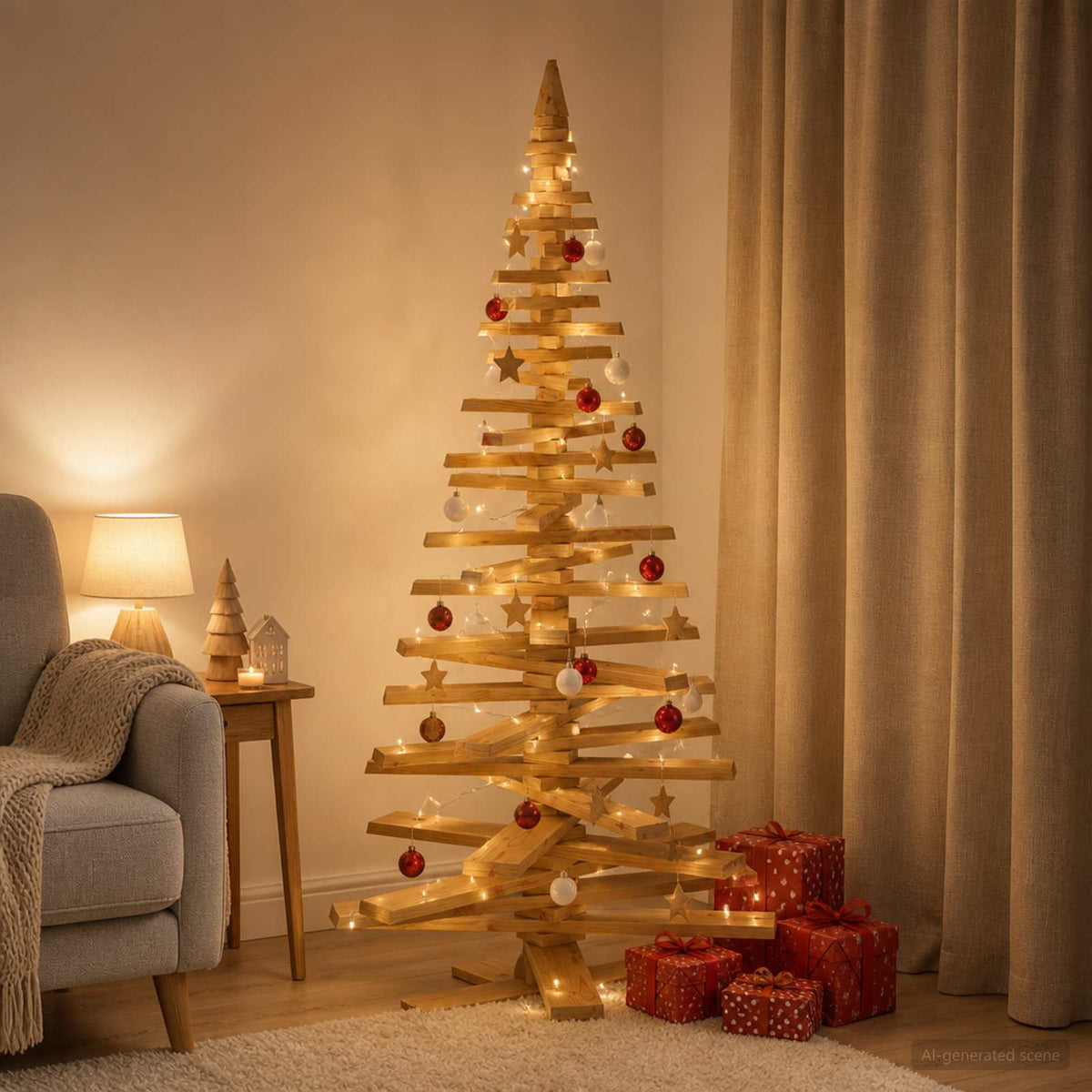 Houten kerstboom KOTKA 180 cm Massief grenenhout is nu te koop bij PeponiXL, paradijselijk wonen!